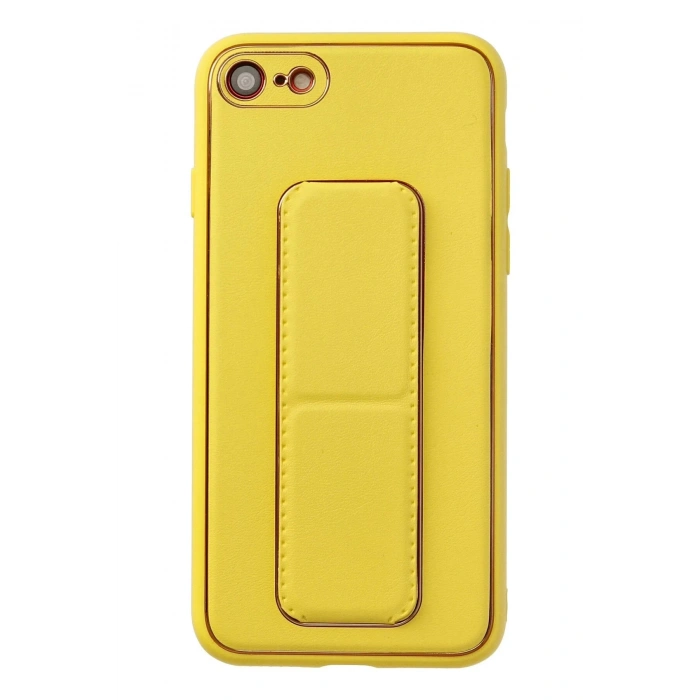 HarmonyAura  Iphone 7 Kılıf Coco Deri Standlı Kapak - Sarı