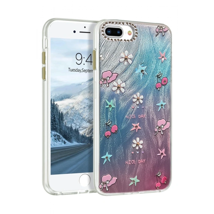 HarmonyAura iPhone 7 Plus Kılıf Blade Aynalı Desenli Kapak - Desen 4