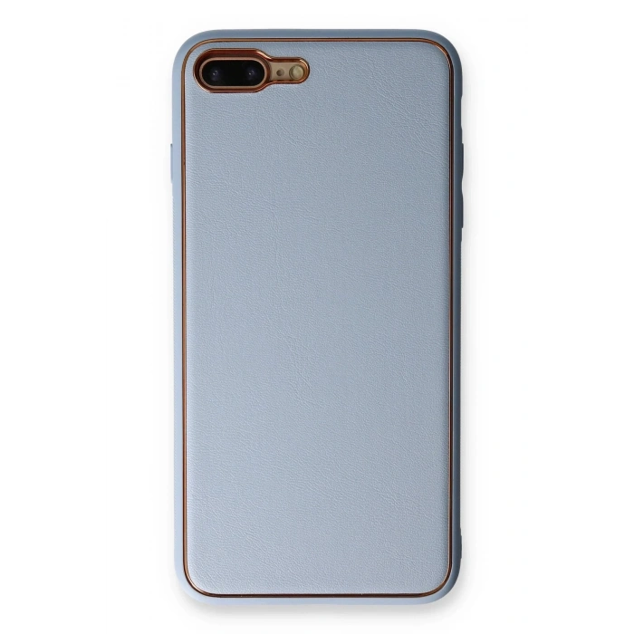 HarmonyAura  Iphone 7 Plus Kılıf Coco Deri Silikon Kapak - Açık Mavi