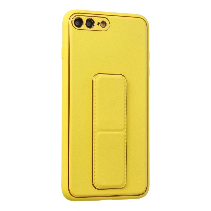 HarmonyAura  Iphone 7 Plus Kılıf Coco Deri Standlı Kapak - Sarı