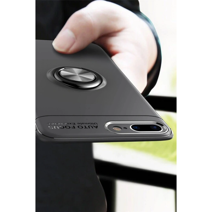 HarmonyAura  Iphone 7 Plus Kılıf Range Yüzüklü Silikon - Kırmızı