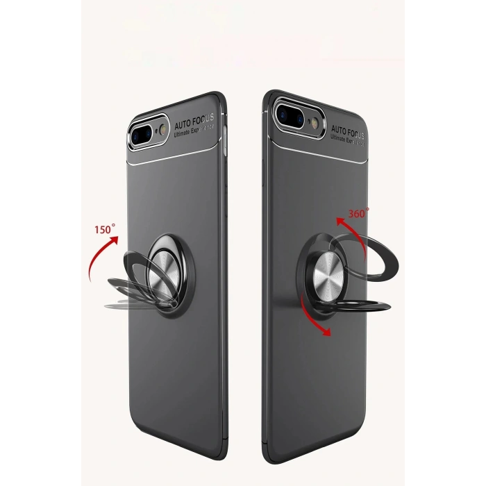 HarmonyAura  Iphone 7 Plus Kılıf Range Yüzüklü Silikon - Kırmızı