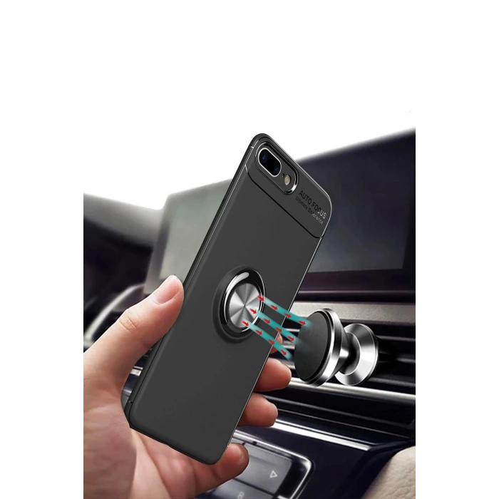 HarmonyAura  Iphone 7 Plus Kılıf Range Yüzüklü Silikon - Kırmızı