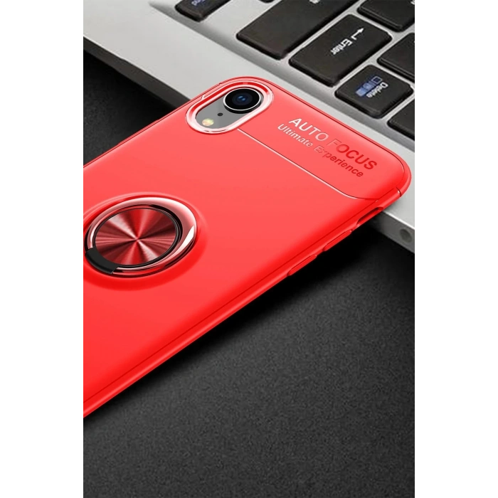 HarmonyAura  Iphone Xr Kılıf Range Yüzüklü Silikon - Kırmızı