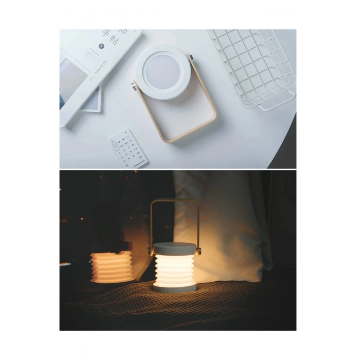 HarmonyAura  Jp-dld Kamp Lambası Görünümlü Dekoratif Gece Lambası - Beyaz