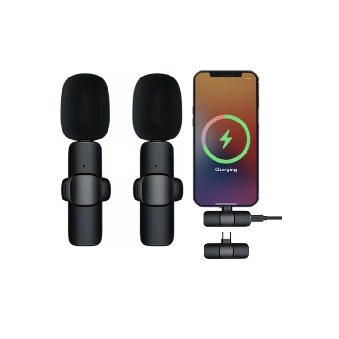 HarmonyAura K9 Type-C Uyumlu Mikrofon - Siyah