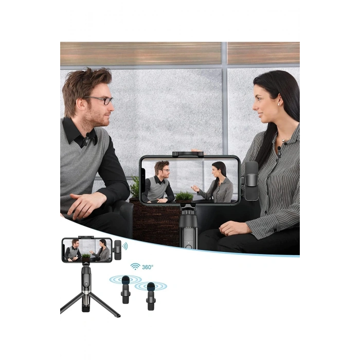 HarmonyAura K9 Type-C Uyumlu Mikrofon - Siyah