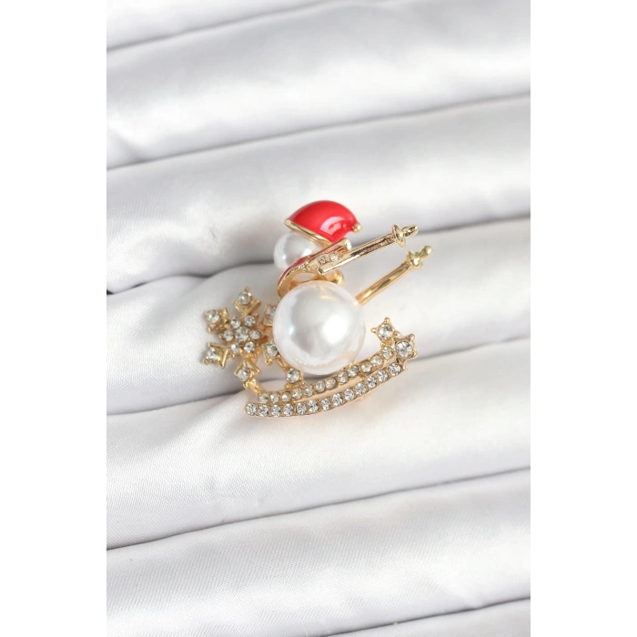 HarmonyAura Kızaklı Kardan Adam Model Yılbaşı Temalı Broş