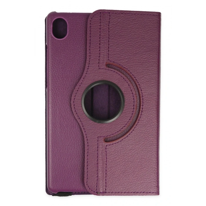 HarmonyAura  Lenovo Tab M8 Kılıf 360 Tablet Deri Kılıf - Mürdüm