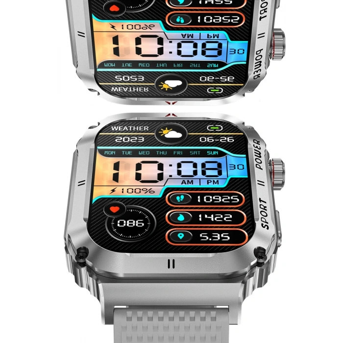 HarmonyAura OD3 2.1 inç IPS Ekran IP68 Su Geçirmez Konuşma ve NFC Özellikli Akıllı Saat - Gümüş