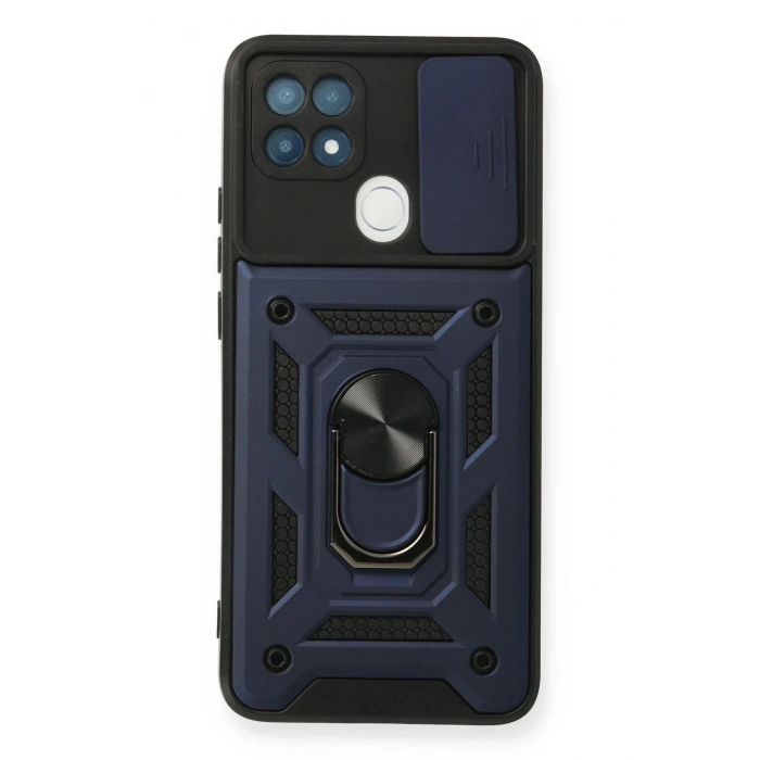 HarmonyAura  Oppo A15 Kılıf Pars Lens Yüzüklü Silikon - Lacivert