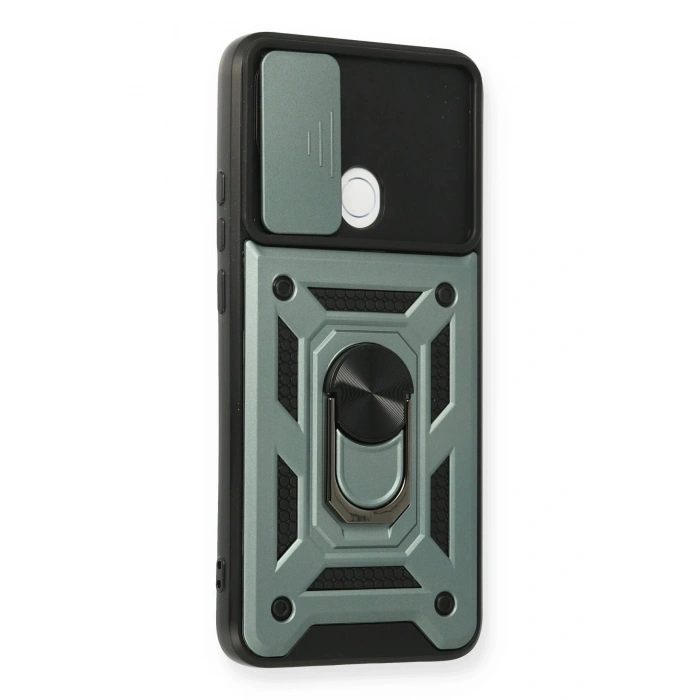 HarmonyAura  Oppo A15 Kılıf Pars Lens Yüzüklü Silikon - Yeşil