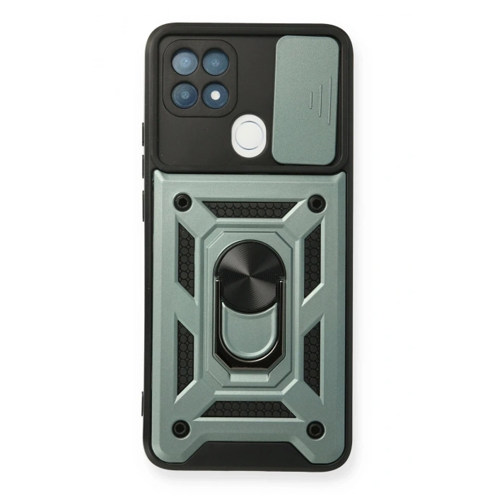 HarmonyAura  Oppo A15 Kılıf Pars Lens Yüzüklü Silikon - Yeşil