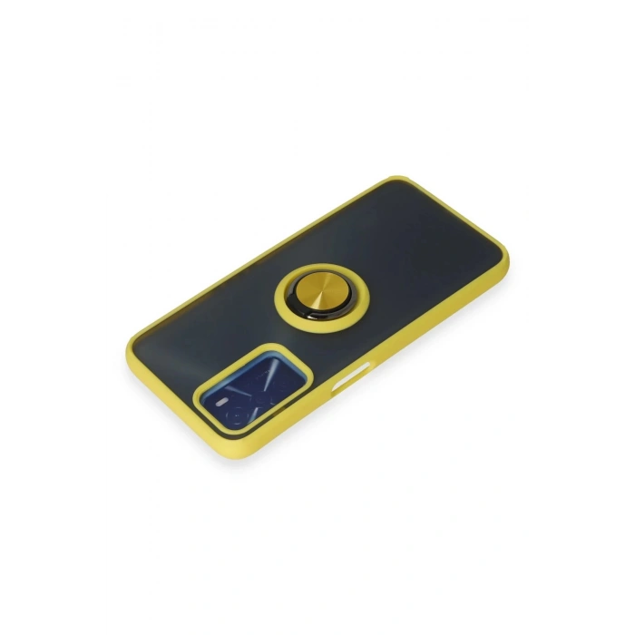 HarmonyAura  Oppo A16 Kılıf Montreal Yüzüklü Silikon Kapak - Sarı