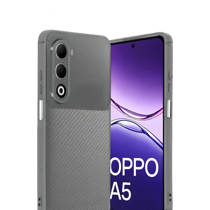 HarmonyAura Oppo A5 4G Auto Focus Karbon Kapak - Gri