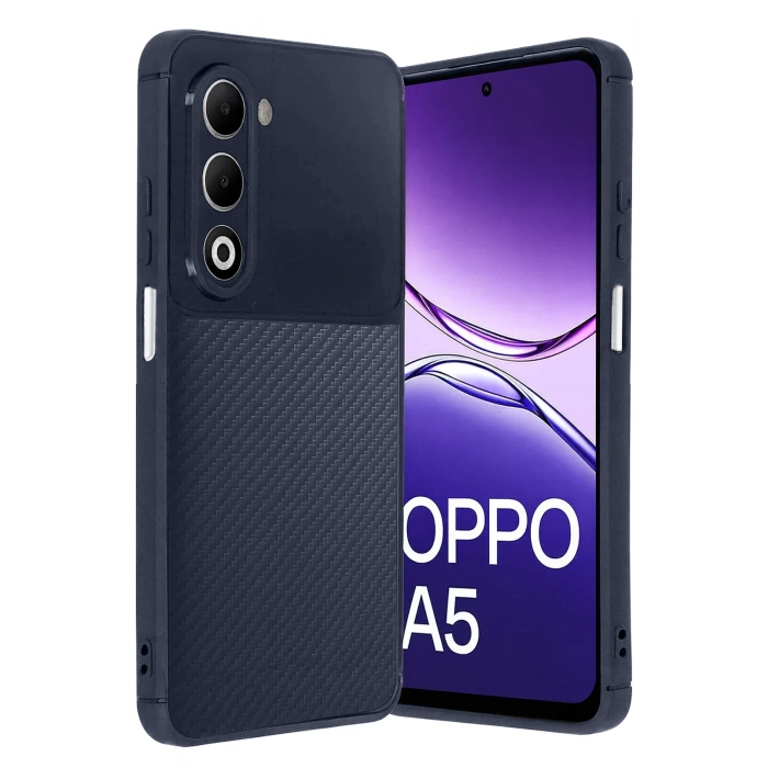 HarmonyAura Oppo A5 4G Auto Focus Karbon Kapak - Lacivert
