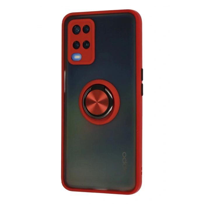 HarmonyAura  Oppo A54 4g Kılıf Montreal Yüzüklü Silikon Kapak - Kırmızı