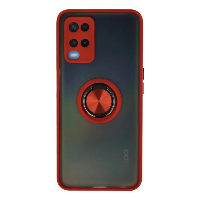 HarmonyAura  Oppo A54 4g Kılıf Montreal Yüzüklü Silikon Kapak - Kırmızı