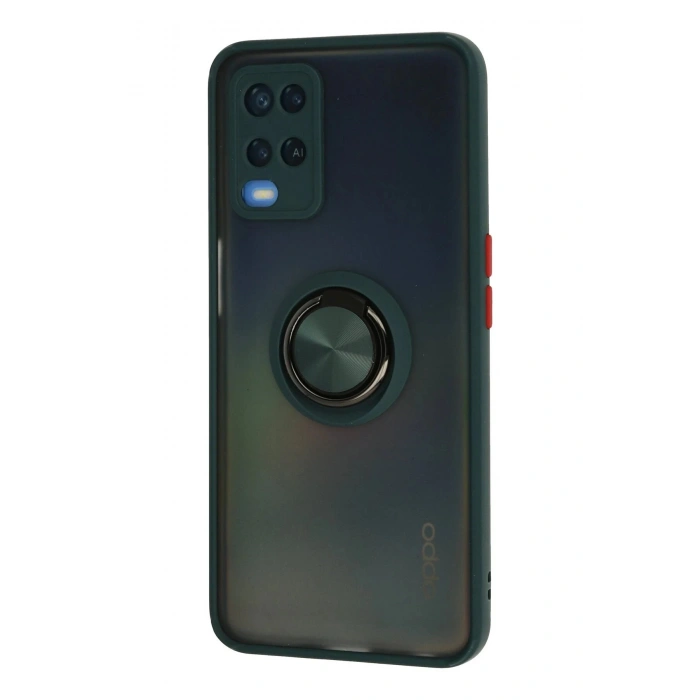 HarmonyAura  Oppo A54 4g Kılıf Montreal Yüzüklü Silikon Kapak - Yeşil