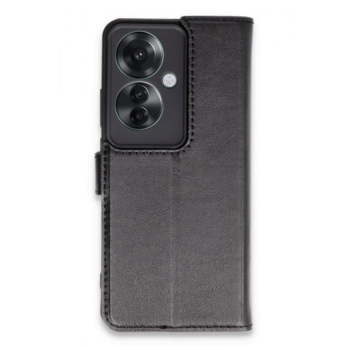 HarmonyAura  Oppo Reno 11f Kılıf Trend S Plus Kapaklı Kılıf - Siyah