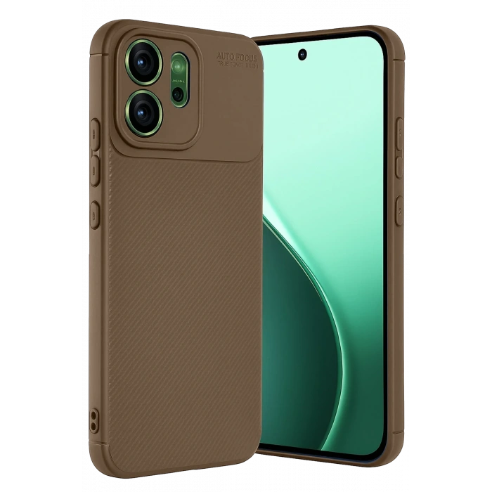 HarmonyAura Oppo Reno 14F Auto Focus Karbon Kapak - Kahverengi