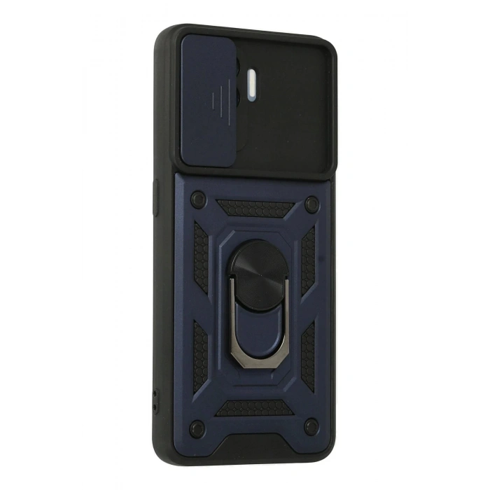 HarmonyAura  Oppo Reno 5 Lite Kılıf Pars Lens Yüzüklü Silikon - Lacivert