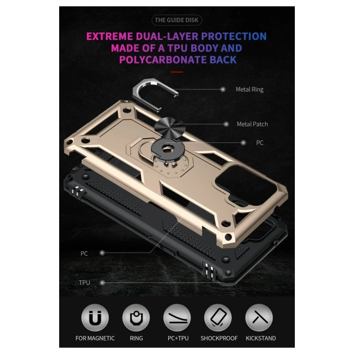 HarmonyAura  Oppo Reno 5 Lite Kılıf Sofya Yüzüklü Silikon Kapak - Gold