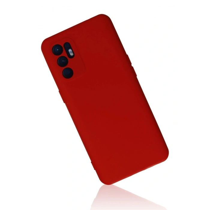HarmonyAura  Oppo Reno 6 Kılıf Nano Içi Kadife Silikon - Kırmızı