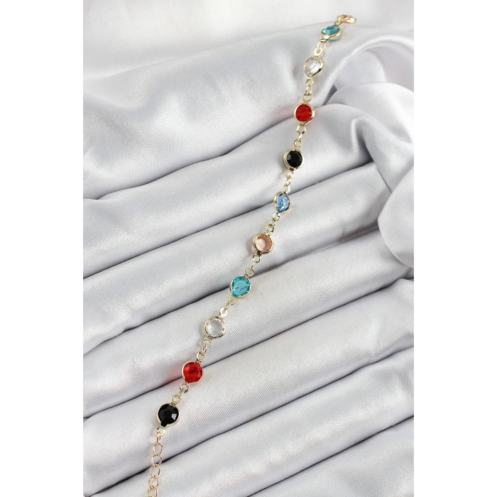 HarmonyAura Pirinç Asorti Model Gold Renk Zirkon Taşlı Kadın Bileklik