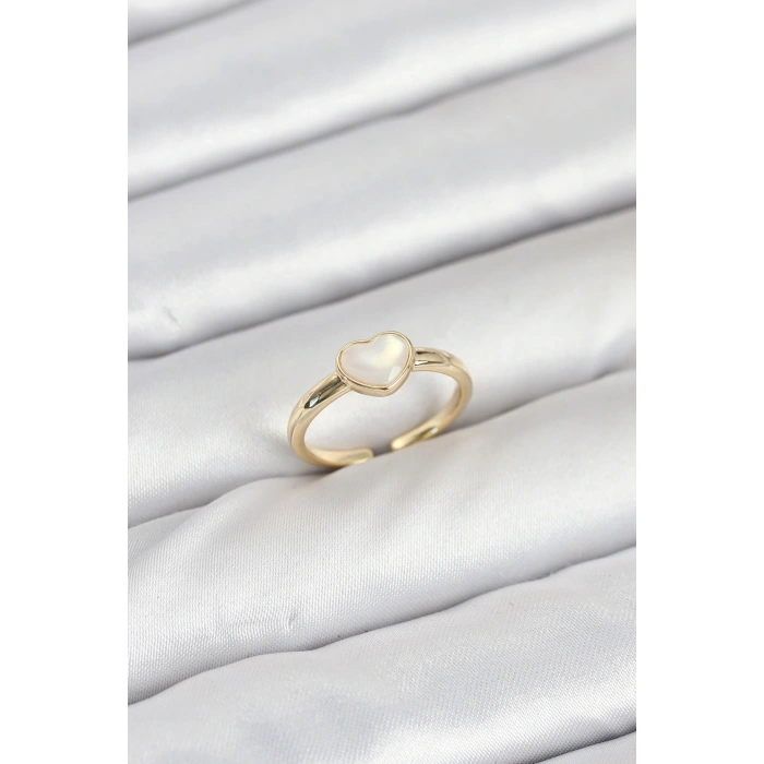 HarmonyAura Pirinç Gold Renk Kalpli Kadın Yüzük