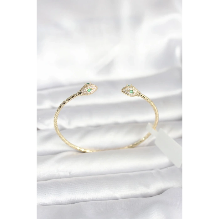 HarmonyAura Pirinç Gold Renk Yılan Model Bileklik