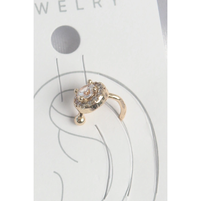 HarmonyAura Pirinç Gold Renk Zirkon Taşlı Kadın Kıkırdak Küpe