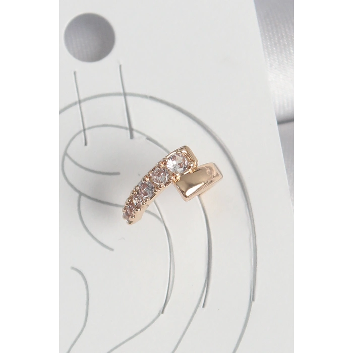 HarmonyAura Pirinç Gold Renk Zirkon Taşlı Kadın Kıkırdak Küpe