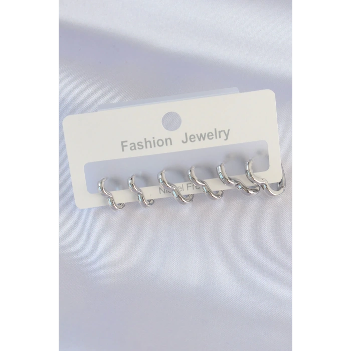 HarmonyAura Pirinç Gümüş Renk Kalp Model Küpe Seti