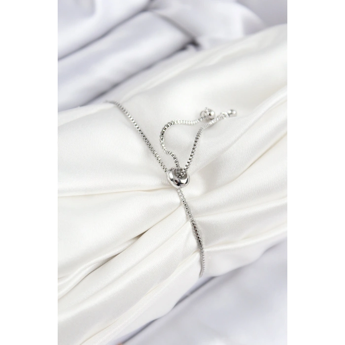 HarmonyAura Pirinç Zirkon Taşlı Sıralı Daire Model Gümüş Renk Asansörlü Kadın Bileklik