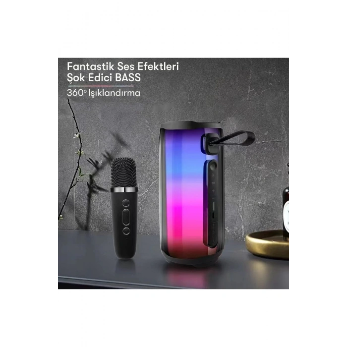 HarmonyAura  Pluse 5 Mikrofonlu Rgb Kablosuz Hoparlör - Siyah