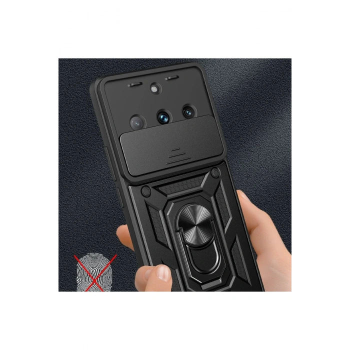 HarmonyAura  Realme 11 Pro Kılıf Pars Lens Yüzüklü Silikon - Siyah