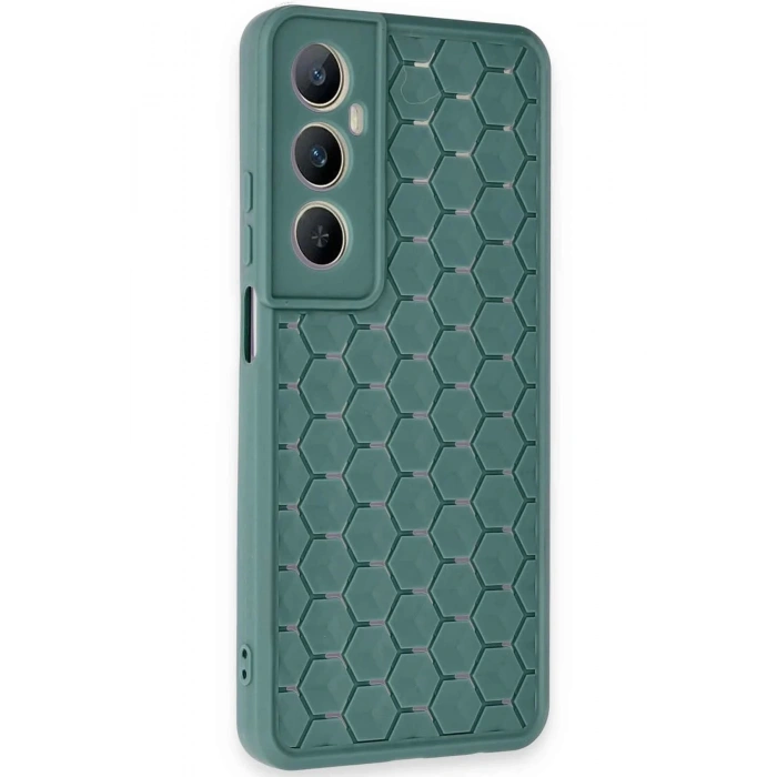 HarmonyAura  Realme C65 Kılıf Petek Silikon Kapak - Koyu Yeşil