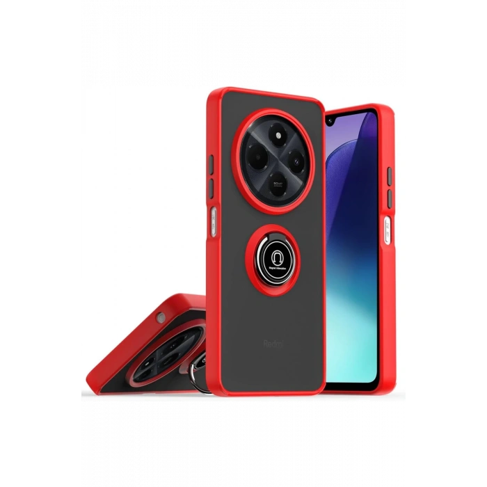 HarmonyAura Realme C75 4G Kılıf Montreal Yüzüklü Silikon Kapak - Kırmızı