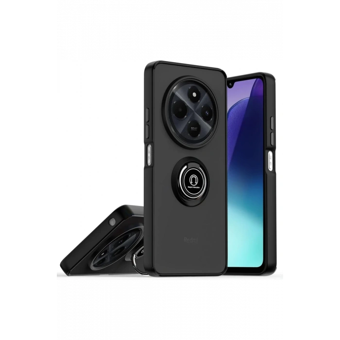 HarmonyAura Realme C75 4G Kılıf Montreal Yüzüklü Silikon Kapak - Siyah