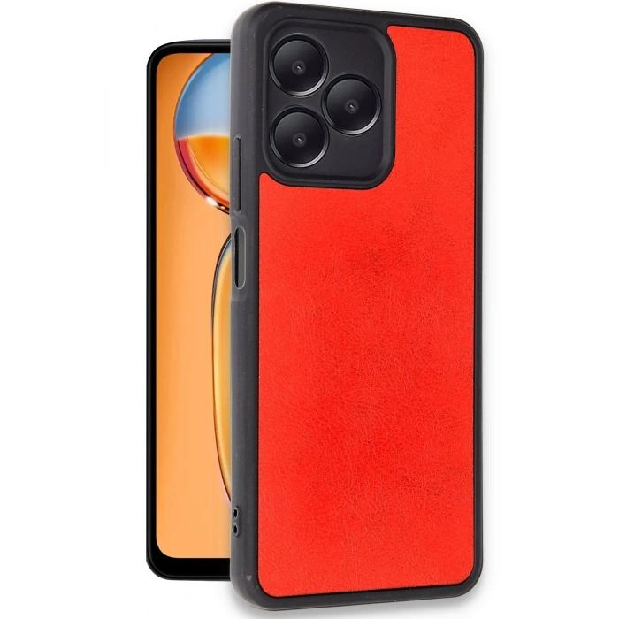 HarmonyAura  Realme Note 50 4g Kılıf Aras Deri Kapak - Kırmızı