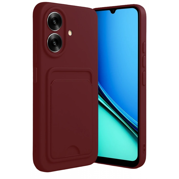 HarmonyAura Realme Note 60 Kelvin Kartvizitli Silikon - Bordo