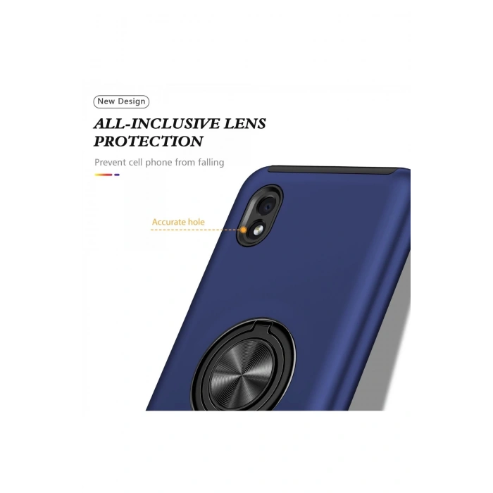 HarmonyAura  Samsung Galaxy A01 Core Kılıf Elit Yüzüklü Kapak - Lacivert