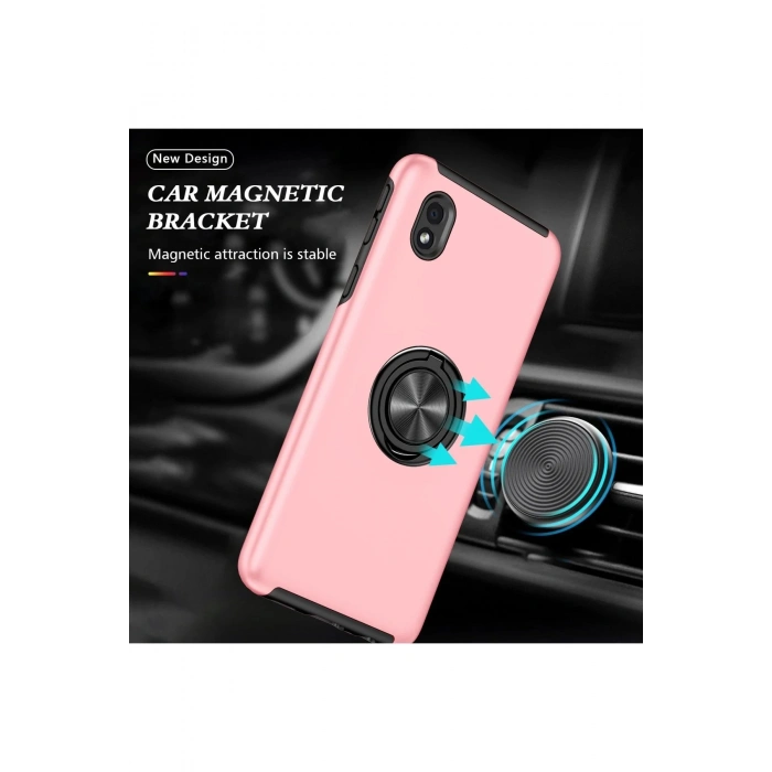 HarmonyAura  Samsung Galaxy A01 Core Kılıf Elit Yüzüklü Kapak - Pembe