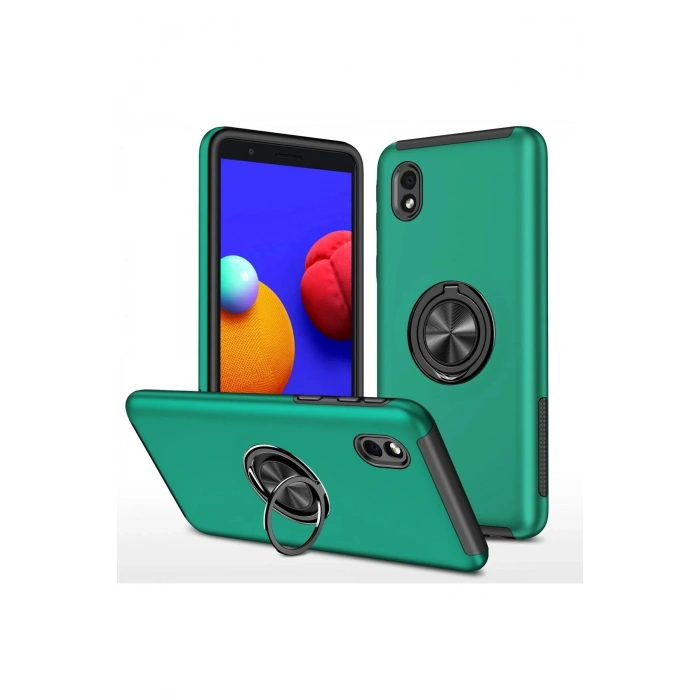 HarmonyAura  Samsung Galaxy A01 Core Kılıf Elit Yüzüklü Kapak - Yeşil