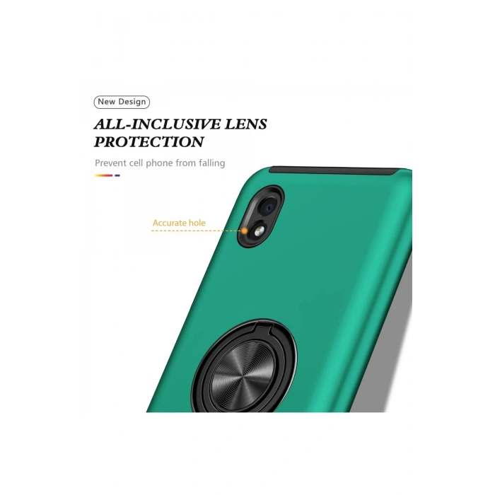 HarmonyAura  Samsung Galaxy A01 Core Kılıf Elit Yüzüklü Kapak - Yeşil