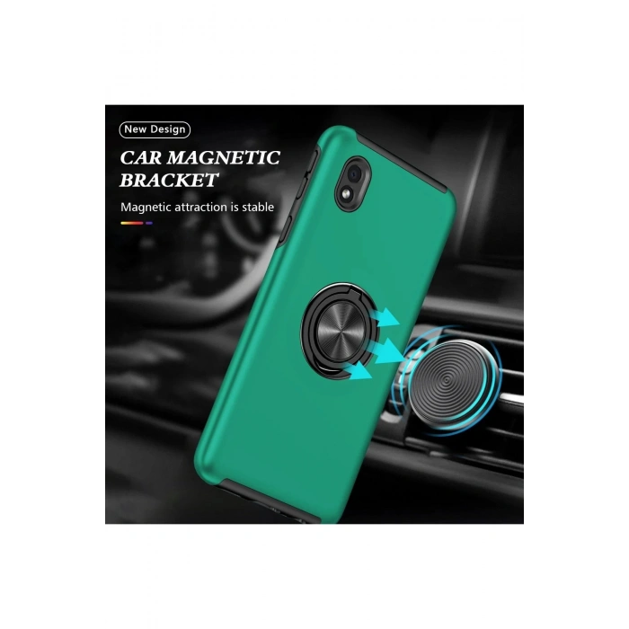 HarmonyAura  Samsung Galaxy A01 Core Kılıf Elit Yüzüklü Kapak - Yeşil