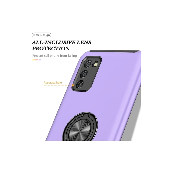 HarmonyAura  Samsung Galaxy A02s Kılıf Elit Yüzüklü Kapak - Mor