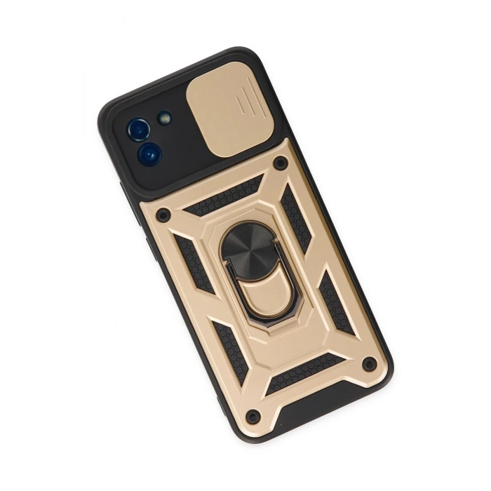 HarmonyAura  Samsung Galaxy A03 Kılıf Pars Lens Yüzüklü Silikon - Gold