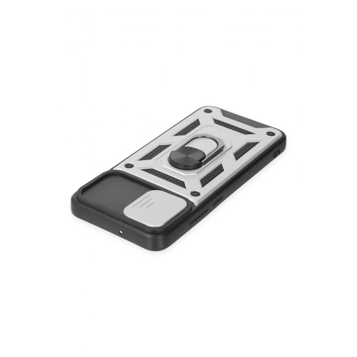 HarmonyAura  Samsung Galaxy A03 Kılıf Pars Lens Yüzüklü Silikon - Gümüş